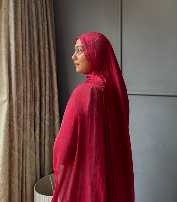 Cranberry red Organza Shimmer Hijab