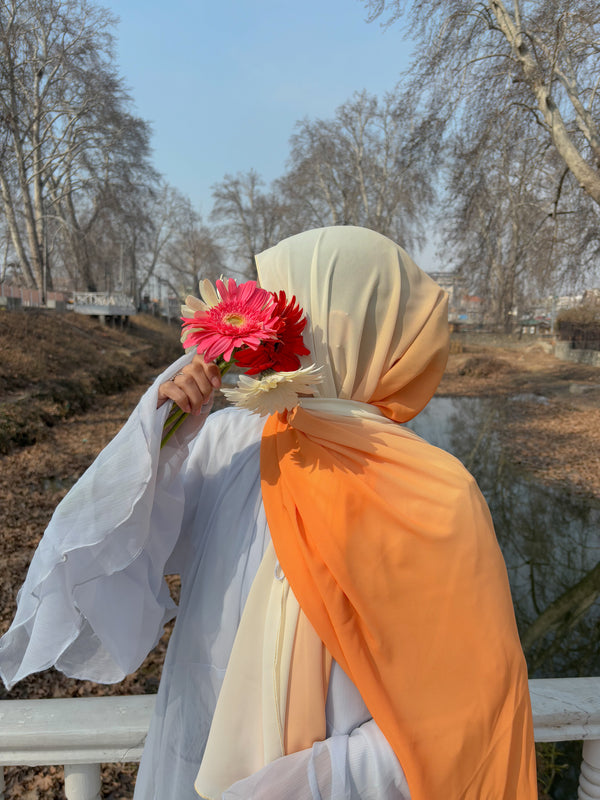 pumpkin orange Ombre chiffon hijab