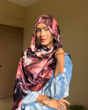 Coral Marble Print Signature Modal Cotton Hijab