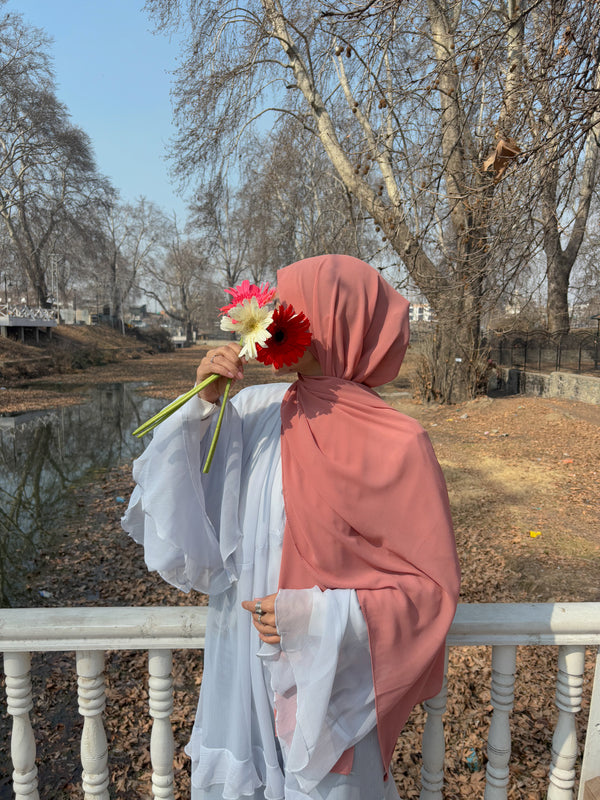 Pastel peach mini georgette hijab