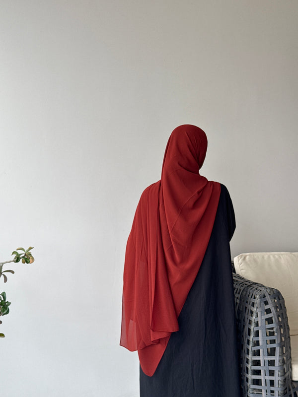 Brick red laser georgette hijab