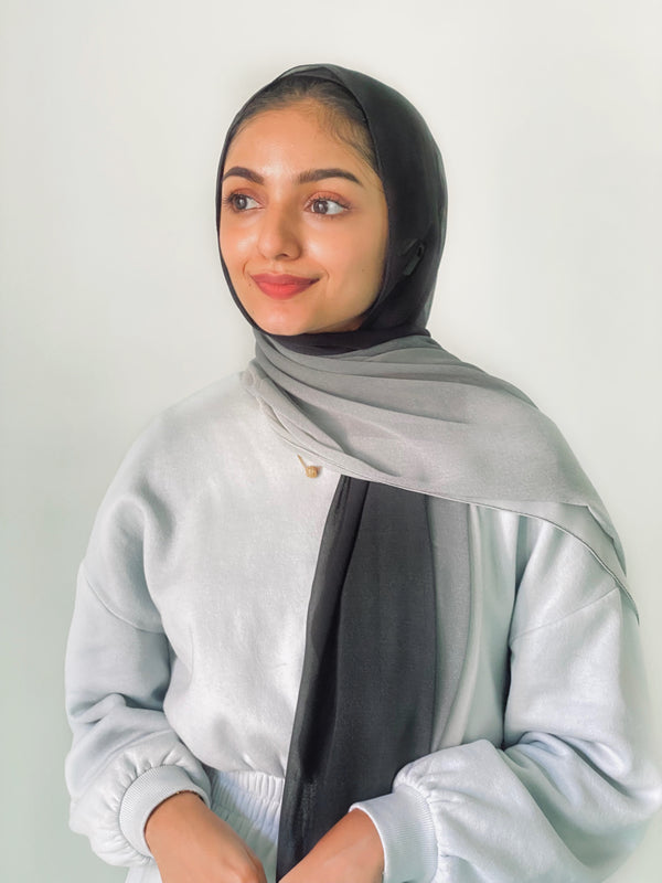 Classic b&w Ombre chiffon hijab