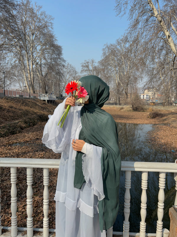 Jungle green organza shimmer hijab