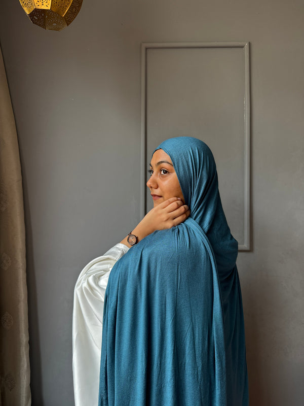 Peacock blue classic jersey hijab