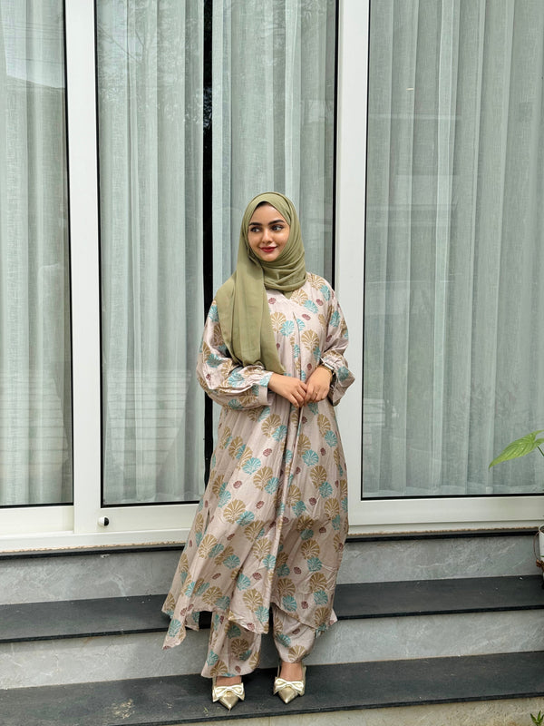 Beige floral Co-ord  set dress