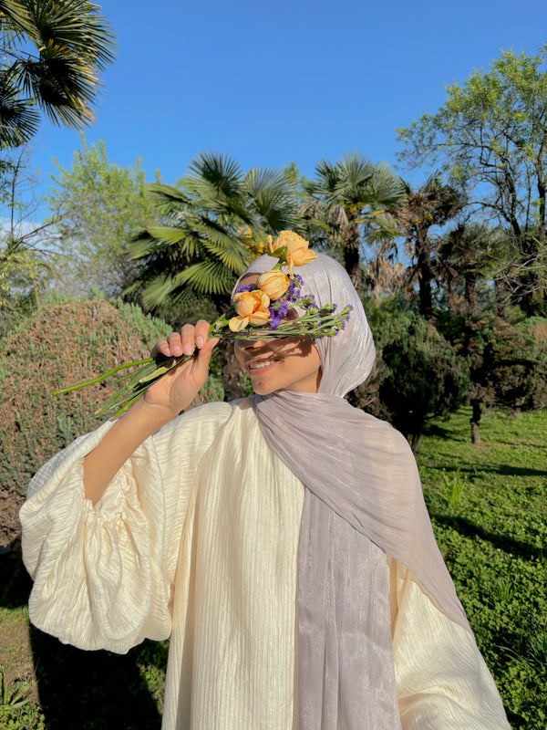 Warm Pearl organza shimmer hijab