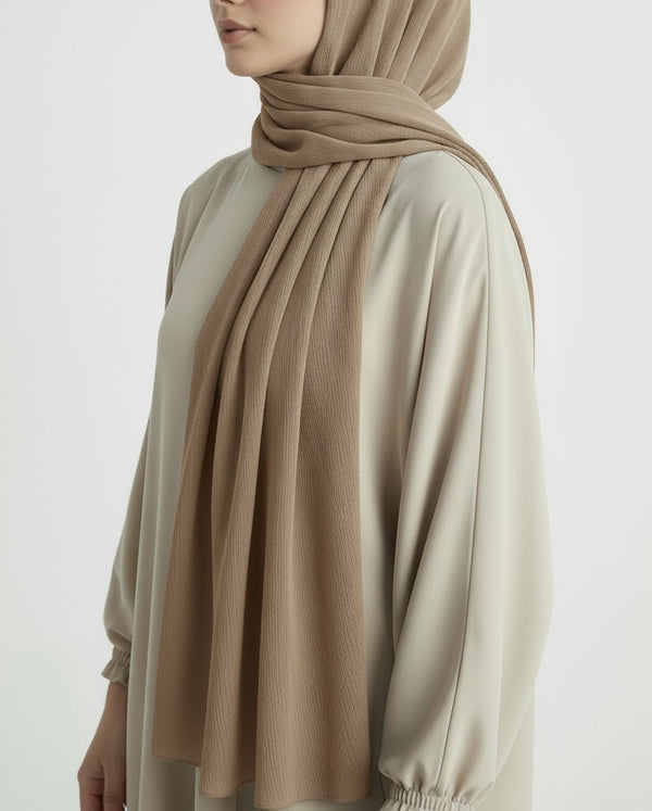 Beige taupe Crinkled chiffon hijab