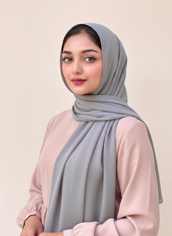 Lilac Grey premium Laser Georgette Hijab