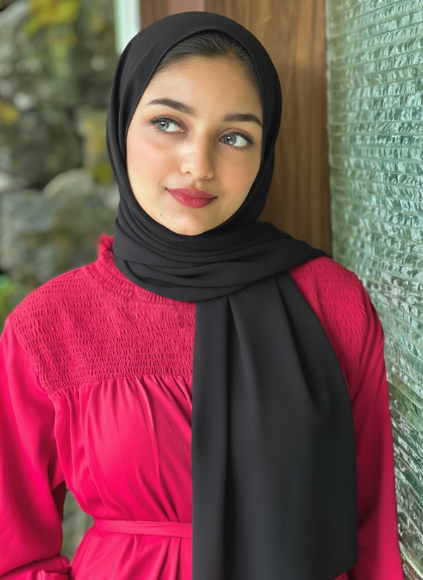 Triple Black Laser georgette hijab