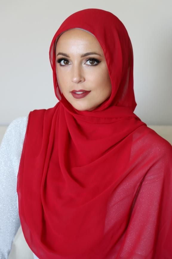 Ruby Red Mini Georgette Hijab