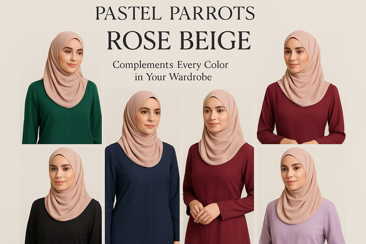 Pastel Parrots Rose Beige Hijab