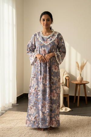 Lavender Full Sleeve Imported Dubai Nighty