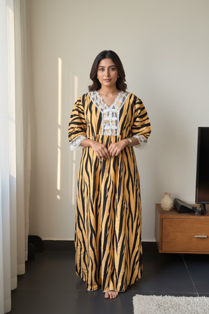 Yellow zebra Print Imported Dubai Nighty