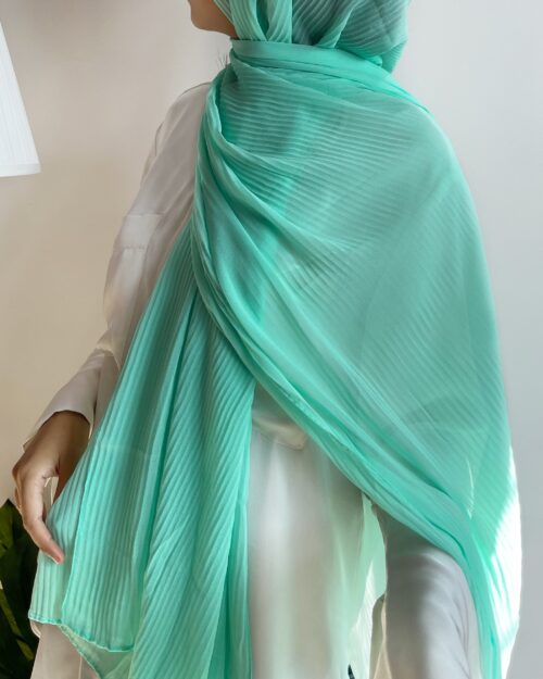 Pista green chiffon pleated hijab pastel parrot pastelparrot