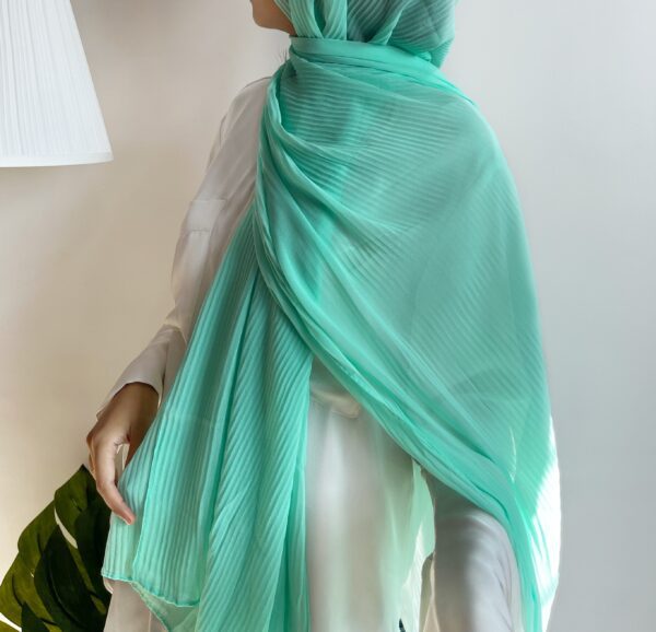 Pista green chiffon pleated hijab pastel parrot pastelparrot