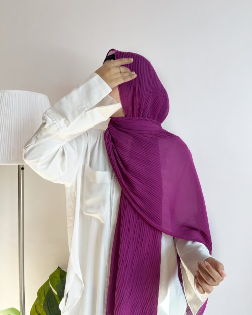 Purple pink1 chiffon pleated hijab pastel parrot pastelparrot