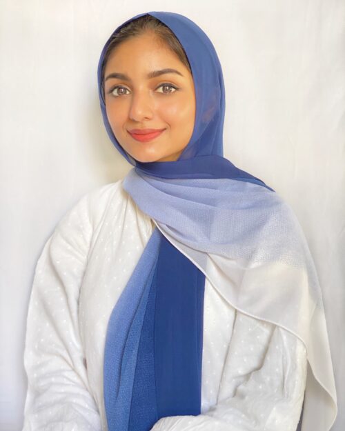 Charming blue Ombre chiffon hijab