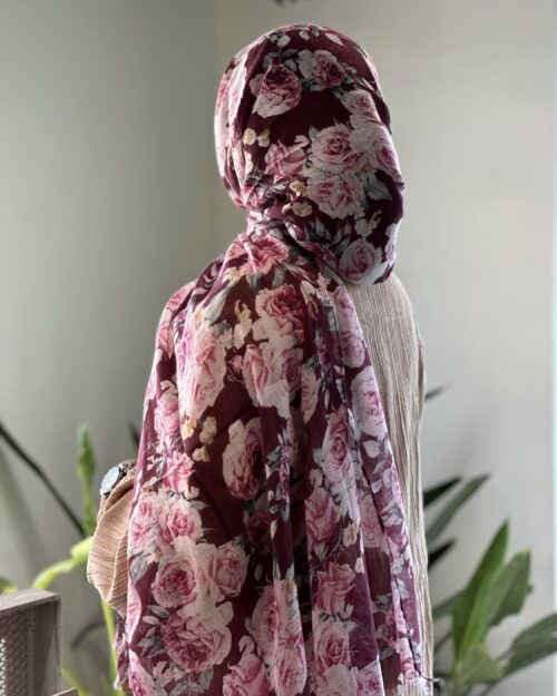 Wine Stain cotton floral hijab