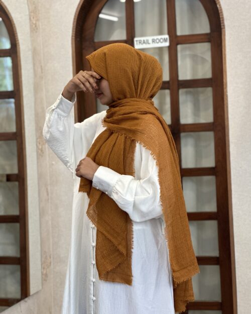Rust orange maxi premium cotton hijab