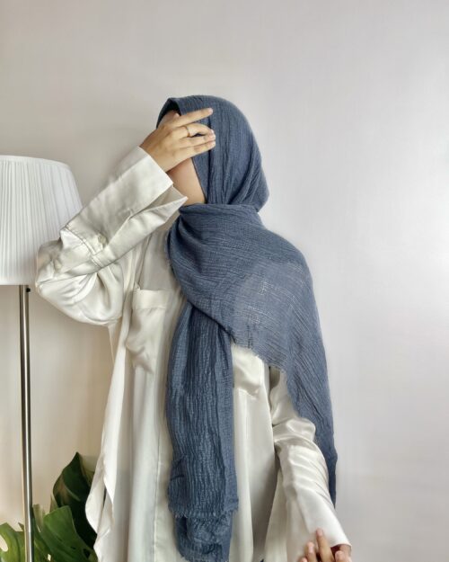 Denim grey maxi premium cotton hijab