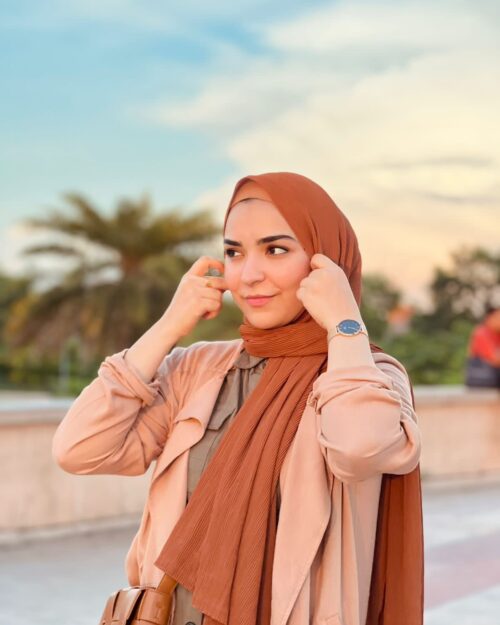 Cedar brown Ribbed chiffon hijab