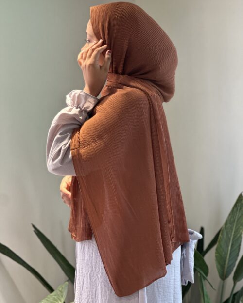 Cedar brown Ribbed chiffon hijab