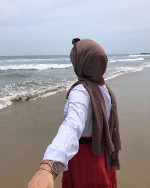 Saddle brown Laser georgette hijab