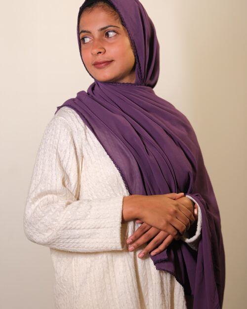 Pansy purple chiffon crochet lace hijab