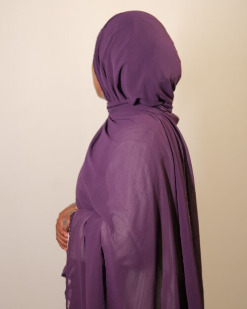 Pansy purple crochet lace hijab