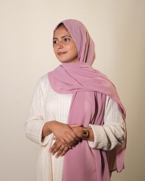 Petunia pink chiffon crochet lace hijab