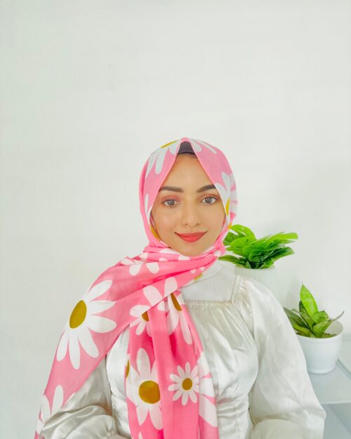 Salmon blush chiffon printed hijab
