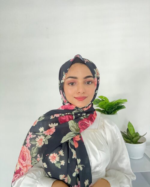 Moonlit petals chiffon printed hijab