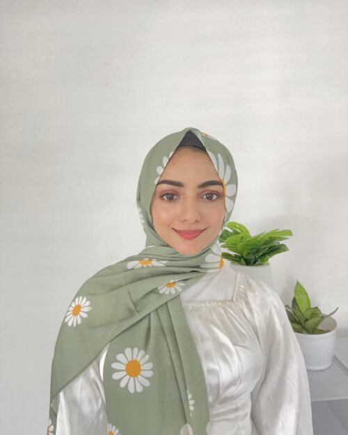 Sage blooms chiffon printed hijab