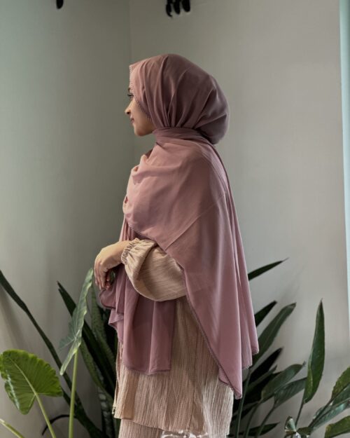 Dried rose Chiffon Crochet lace hijab