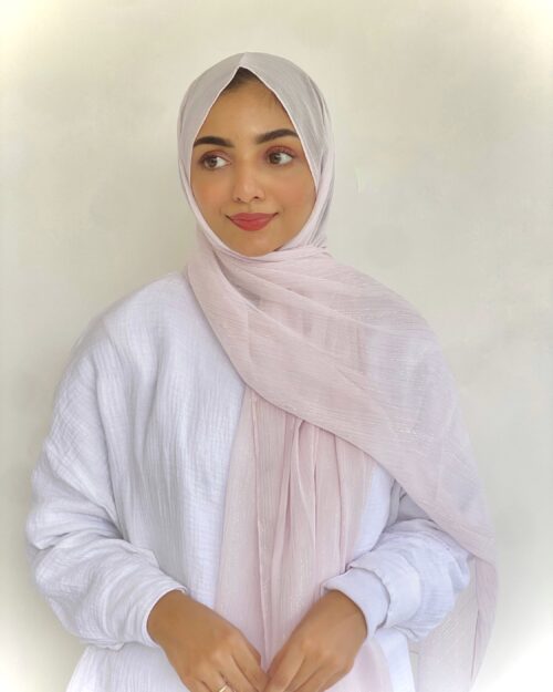 Tender pink metallic pink chiffon hijab