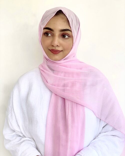 Pink sherbet metallic chiffon hijab