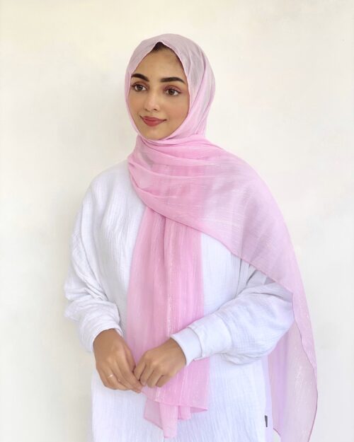 Pink sherbet metallic chiffon hijab