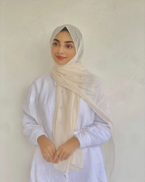Sandy cream metallic chiffon hijab