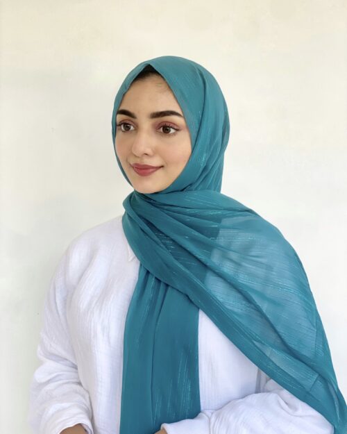 Teal star metallic chiffon hijab