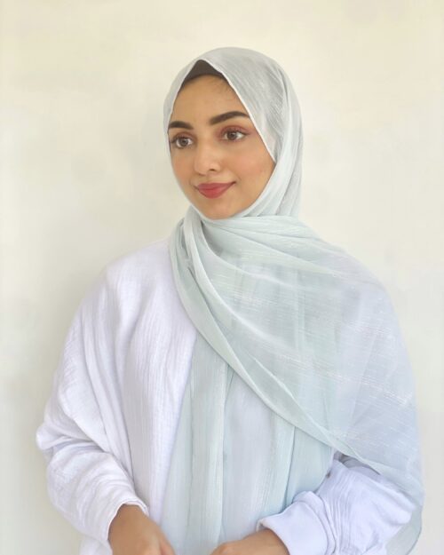 Iceberg blue metallic chiffon hijab