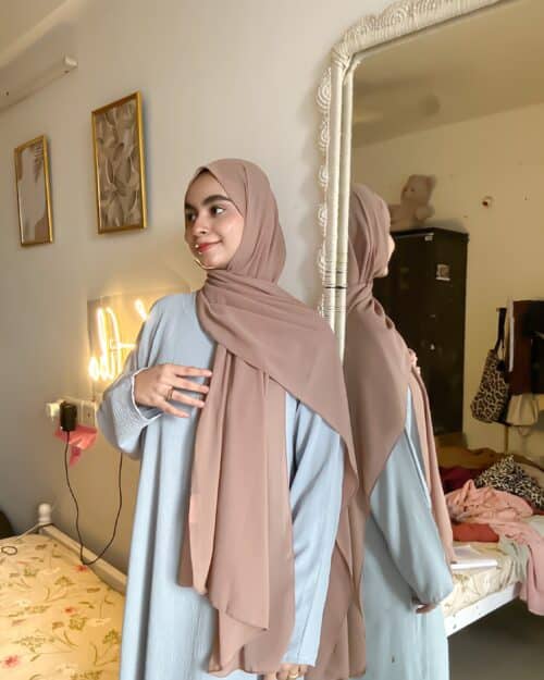 Taupe laser georgette hijab