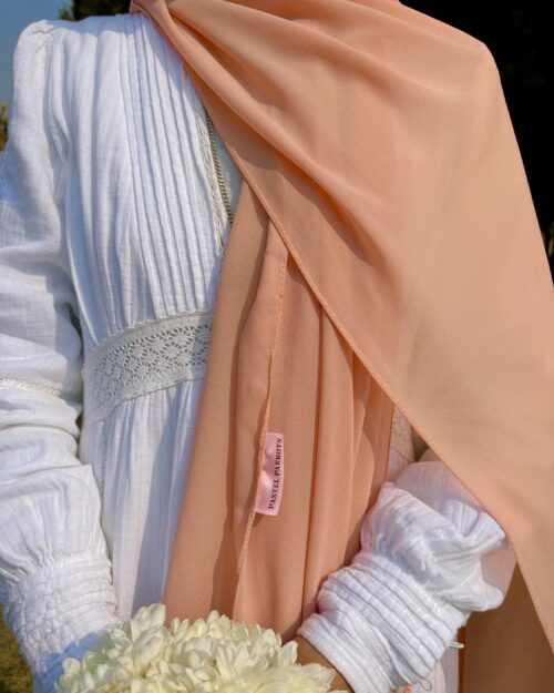 Peach fuzz laser georgette hijab
