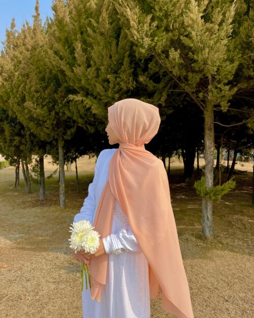 Peach fuzz laser georgette hijab