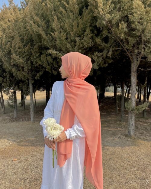 Apricot laser georgette hijab