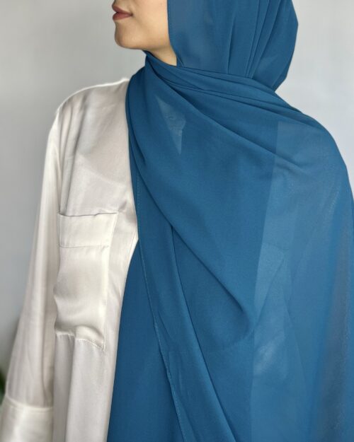 Teal blue laser georgette hijab