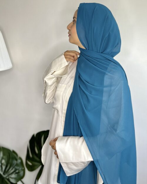 Teal blue laser georgette hijab