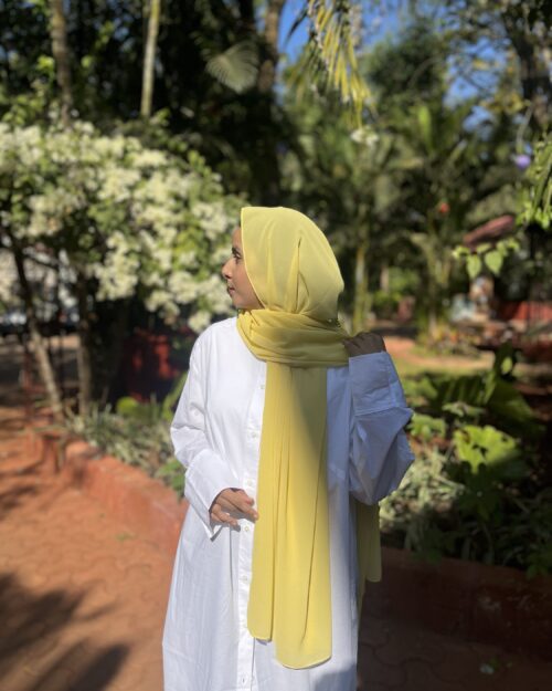 Zesty yellow laser georgette hijab