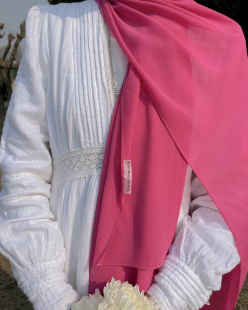 Romantic pink Laser georgette hijab