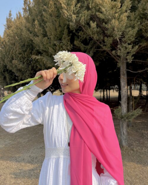 Romantic pink Laser georgette hijab