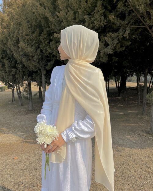 Cream puff laser georgette hijab
